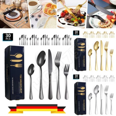 Edelstahl Rostfrei 30-tlg Besteck Set Essbesteck für 6 Personen Tafelbesteck DE - Bild 1 von 4