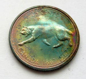 1967 Canada Centennial Silver Quarter 25 cents UNC Specimen - nice toning - Picture 1 of 9