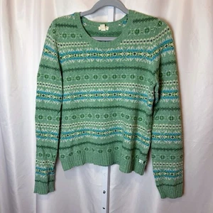 Vintage American Eagle Damen Fair Isle Pullover Wolle Kaschmir Angora Mischung Grün L - Bild 1 von 5