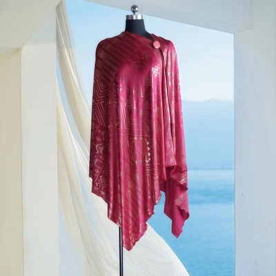 1920s vintage print scarf - Faux Assuit Foil print - Elastic elegant long scarf - Image 1 of 4