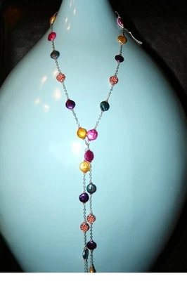 Colar feito à mão água doce pérolas multicoloridas contas banhadas a cobre - Imagem 1 de 3