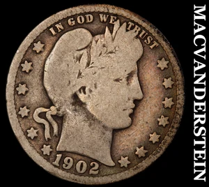 1902-O Barber Quarter - Scarce  Better Date  No Reserve  #F9455 - Picture 1 of 2
