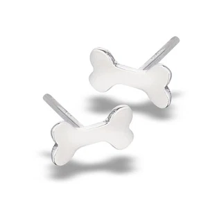STERLING SILVER DOG BONE STUD EARRING - Picture 1 of 1