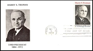 1499 Harry S Truman FDC, Steven Popick 1st Cachet, 1973 Independence MO - Picture 1 of 3