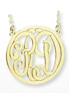 Sonderanfertigung Silber .925 2 Initialen Monogram Laser Cut Halskette 15 mm Durchmesser - Bild 1 von 1