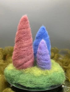 Felted Wool Fairy Garden Trees, Bright Pastel Cotton Candy Color Topiary Trees - Picture 1 of 8