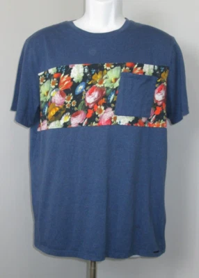 Camiseta On The Byas Azul Floral Bolsillo Para Hombre Pecho L 40 Manga Corta 306-31262 Foto 1 de 4