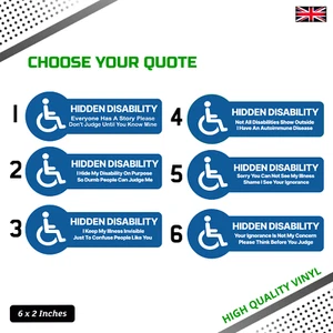 Disabled Stickers Hidden Disability 6 Quotes To Choose From - Picture 1 of 10