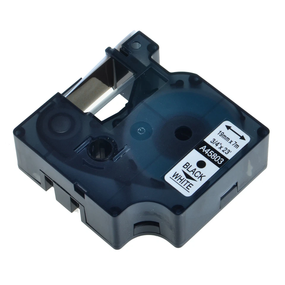 45803 NERO SU BIANCO NASTRO COMPATIBILE DYMO D1 CASSETTA LABELMANAGER 19mm