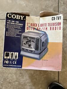 Coby CX-TV1 5 Inch Portable Analog CRT Black White Television AM/FM Radio