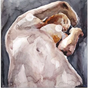 Original Watercolor Painting Young Girl Portrait wall art 7.5x7.5 inches - Picture 1 of 6