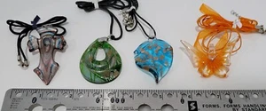 Lamp Work Art Glass Pendant Necklace ~ Lot of 4 ~ Set 6 - Picture 1 of 6
