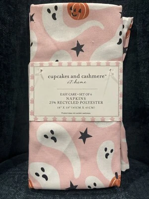 6pk Cupcakes and Cashmere Halloween Ghost Kitchen Towel Napkin Set 18”x18” - Image 1 of 4