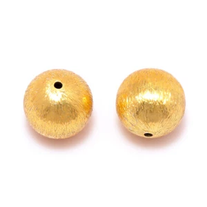 7 Pcs 10mm Brushed Ball Bead 18k Gold Plated Jewelry Making Bead - Picture 1 of 1