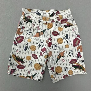 VINTAGE Gap Shorts Boys Medium 10 White Sports Striped Denim Jean Long USA Made - Picture 1 of 8