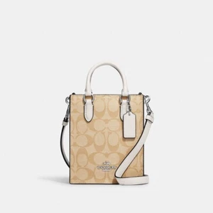 Coach Outlet Mini Tote Signature Canvas LIGHT KHAKI CJ494 - Picture 1 of 10