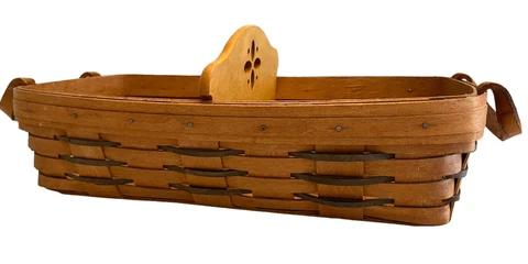 Longaberger Long Bread Basket Rectangle Handwoven Woodcraft Divider Vtg 1996 USA Cover
