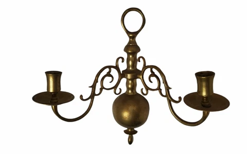 vintage mid-century dutch colonial brass wall sconce 12.5"w x 13"h Cover