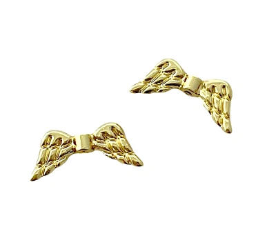 10 cuentas espaciadoras de metal alas de pluma de ángel 19x8 mm placa de oro 16K KC ligeras Foto 1 de 2
