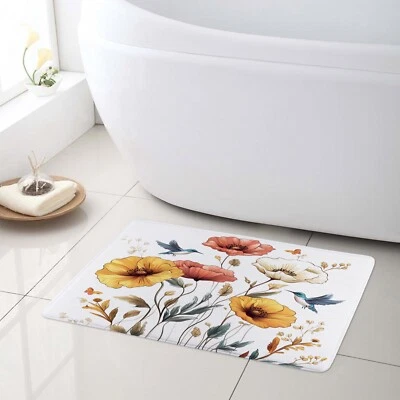 Country Hummingbird Orange Wildflower Shower Curtain Bathroom Accessories Set - Image 1 of 4