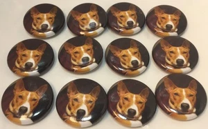 Set Of 12"Red Basenji Face" Fridge Magnets/ 12 Aimants A Frigo "Basenji Rouge"🐺 - Picture 1 of 12