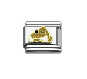 9mm Italian Charm E12 Puppy Dog with a bone Fits Classic Size Bracelet - Picture 1 of 2