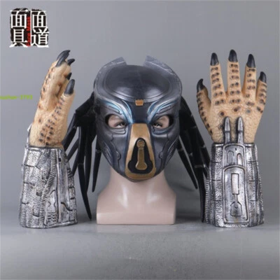Alien Vs. Predator Mask Gloves Halloween Cosplay Headgear Latex Helmet Prop Gift - Image 1 of 4