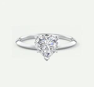 IGI F/VS 3 Ct Heart Cut Lab Created Grown Diamond Solitaire Ring 950 Platinum - Picture 1 of 2