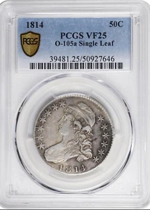 1814 Capped Bust Half Dollar PCGS VF25 0-105 Single Leaf. Rare Die Variety - Picture 1 of 3