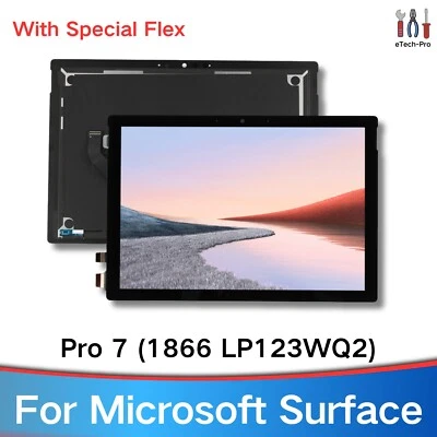 OEM For Microsoft Surface Pro 7 1866 LP123WQ2 Display Screen + Adapter LCD Flex - Image 1 of 4