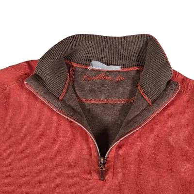 Suéter Caribbean Joe Cremallera Cuarto Para Hombre Grande Naranja Tejido Apretado Manga Larga Foto 1 de 4