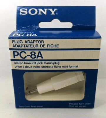 Novo VTG NOS Sony Plug Adaptador PC-8A Estéreo Binaural Jack para Miniplug Japão BR20 - Imagem 1 de 4