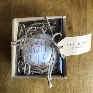 NEW Rae Dunn Large Ivory Christmas Ornament JINGLE BELLS NIB By Magenta - Picture 1 of 5