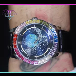 Rainbow Diamond Watch, Celestial Watch, Mens leather Strap Watch, Sky Star Watch - Picture 1 of 8