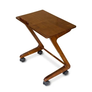 FLYJOE TV-Tabletttisch mit Rollen, Beistelltische aus massivem Kautschukholz, Sofa-Beistelltisch... - Bild 1 von 7