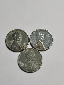 1943, 1943, and 1943 Lincoln Wheat Cent Steel Pennies - Picture 1 of 3
