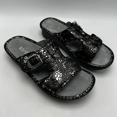 Sandalias Alegria para mujer 6 6,5 PEG metálicas UE 36 gancho lazo sin cordones cómodas negras Foto 1 de 4