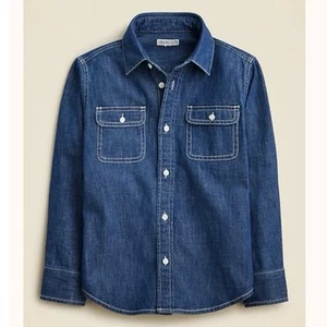 J.Crew Crewcuts Kid's Denim Twill Workshirt Size 12 - Picture 1 of 10