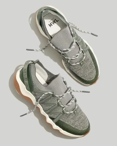 Madewell Field Knit Sneakers Damen 8 grün hellbraun weiß Ashen Salbei Multi Herren 6,5 - Bild 1 von 8