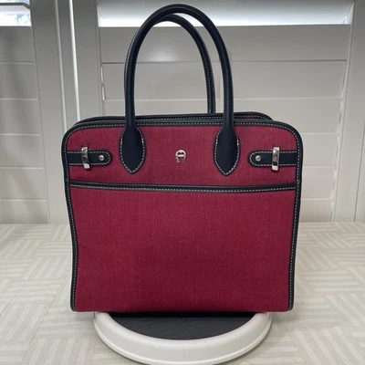 Elegante bolso de mano para mujer Etienne Aigner rojo y negro de lona rojo Foto 1 de 4
