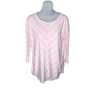 Talbots Womens Workout Yoga Striped Top Size Small Athleisure Gym Lounge - Picture 1 of 8