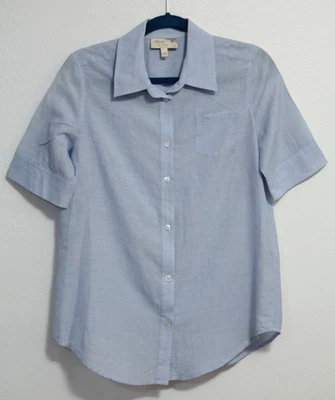 ELIZABETH AND JAMES Top/Blouse/Top Cotton/Linen Mix Short Sleeves Buttons Size M - Image 1 of 4