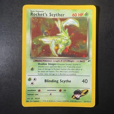 Pokémon Vintage Rocket’s Scyther 13/132 Gym Heroes Holo Rare Swirl WotC - Image 1 of 4