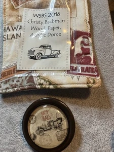 Christina Bachman Studio Favor Button WSBS 2016 Wood Paper Acrylic Cloth Display - Picture 1 of 7