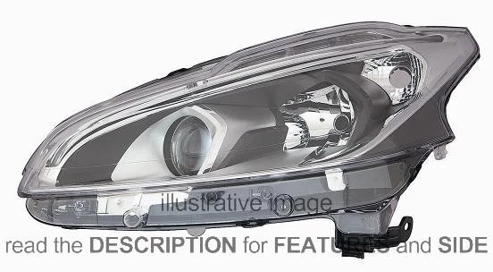 LHD Headlight Peugeot 208 From 2015 Right 9810805880 Black Background - Image 1 of 1