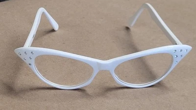 Gafas vintage con montura de cuerno de plástico blanco de Taiwán con pedrería Halloween... Foto 1 de 4