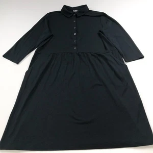 J.Jill Large Half Button Cotton Modal Above Knee Dress Black MINT - Picture 1 of 11