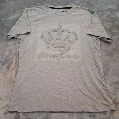 Bruno Cavalli T-Shirt Mens Sz M Gray Raised Crown Logo Spellout Cotton Blend - Image 1 of 4
