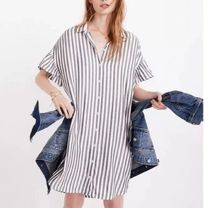 Madewell Camicia a Righe Corriere Maniche Increspate Blu Bianco Taglia XS NUOVA SENZA ETICHETTE - Foto 1 di 10