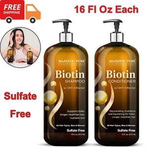 Majestic Pure Biotin Shampoo & Conditioner Set Hair Growth Volumizing Hair 16 oz - Picture 1 of 9